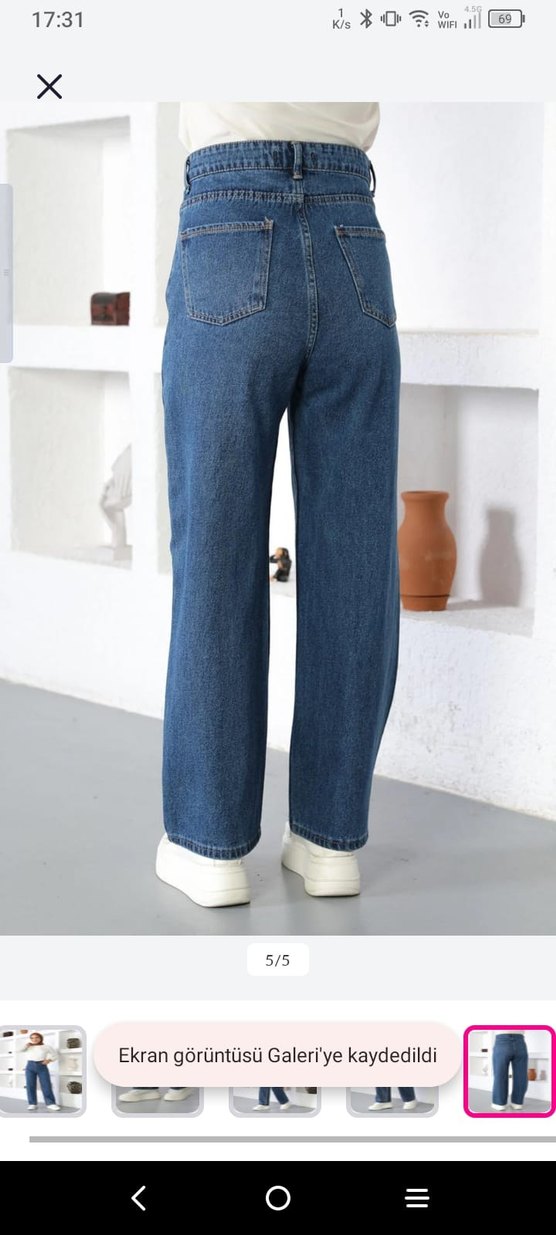 Kadın Taşlı Kot Pantolon - Görsel 2