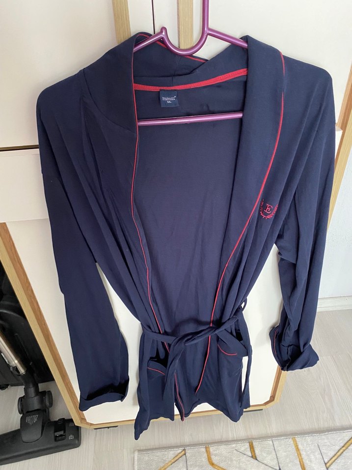 Bordo Erkek sabahlık Kuşaklı, Uzun Kollu - Görsel 2