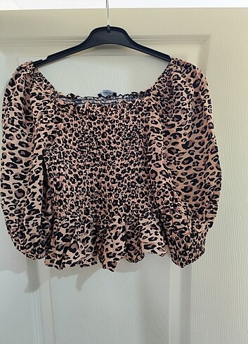 Leopar desenli bluz 