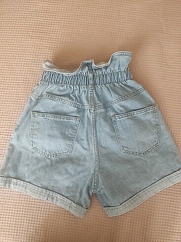 26 Beden mavi Renk yüksek bel lastikli mini şort 