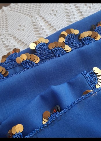 Mavi Dantel Detaylı Kadın Yazma - Görsel 2