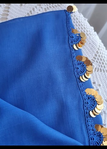 Mavi Dantel Detaylı Kadın Yazma - Görsel 3