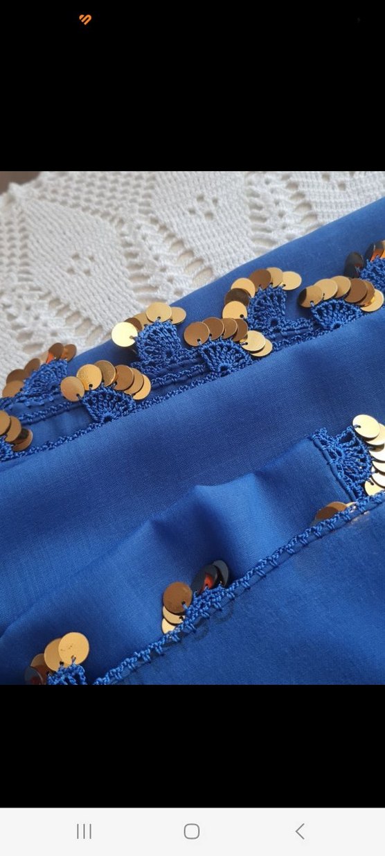 Mavi Dantel Detaylı Kadın Yazma - Görsel 2