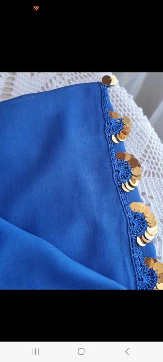 Mavi Dantel Detaylı Kadın Yazma - Görsel 3