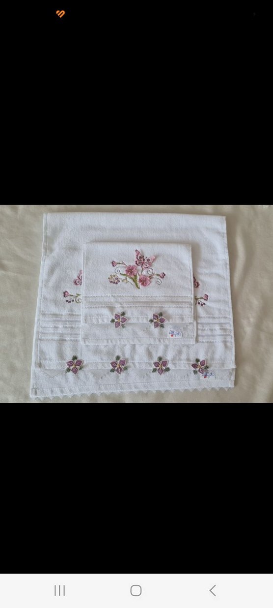 Nakışlı Beyaz Pastel Havlu Seti - Görsel 2