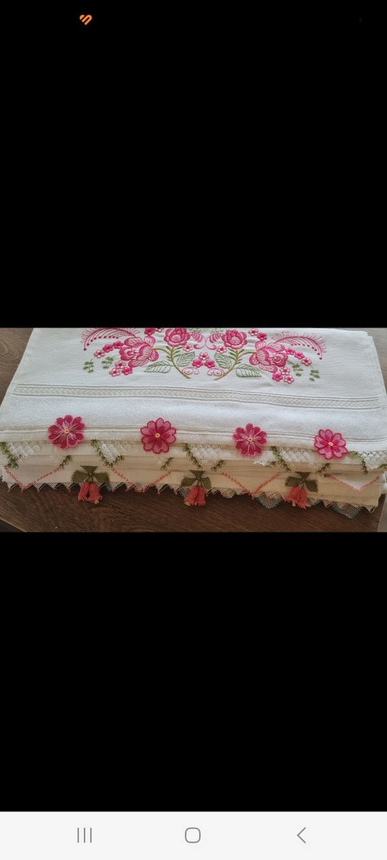 Nakışlı Beyaz Havlu Seti - Görsel 5