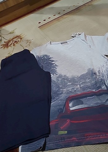 9/10 yaş Baskılı Gri Kısa Kollu Erkek şortlu takım