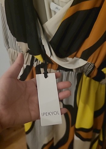 Ipekyol 42 beden desenli V Yaka Salaş Uzun Elbise - Görsel 3