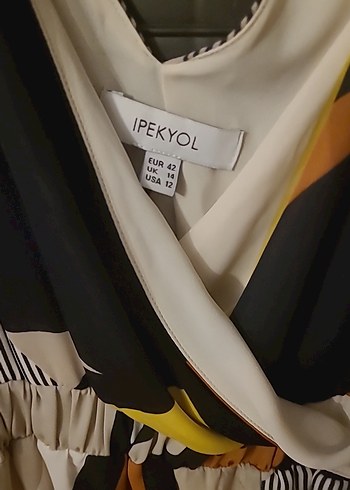 Ipekyol 42 beden desenli V Yaka Salaş Uzun Elbise - Görsel 2