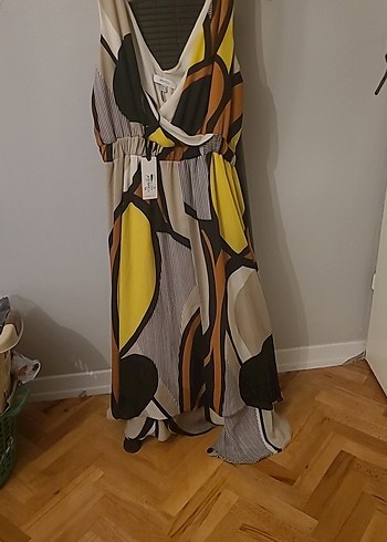 Ipekyol 42 beden desenli V Yaka Salaş Uzun Elbise - Görsel 6
