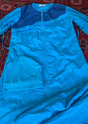 Mayo Mavi Kapüşonlu Uzun birkini - Görsel 2