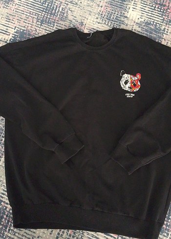 Siyah erkek Baskılı Sweatshirt
