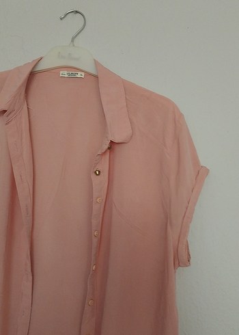 xl Beden pembe Renk Pembe Midi Düğmeli Kadın Gömlek