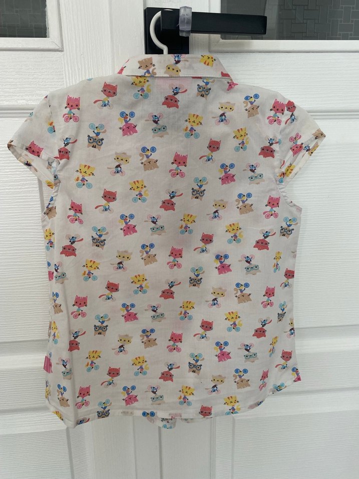 Kız Çocuk Baskılı Kısa Kollu Gömlek - Görsel 2