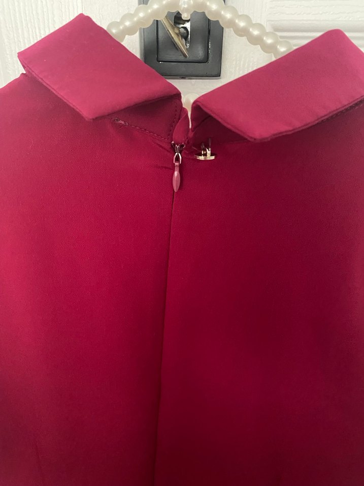 Bordo Kadın Uzun Kollu Saten Gömlek - Görsel 4