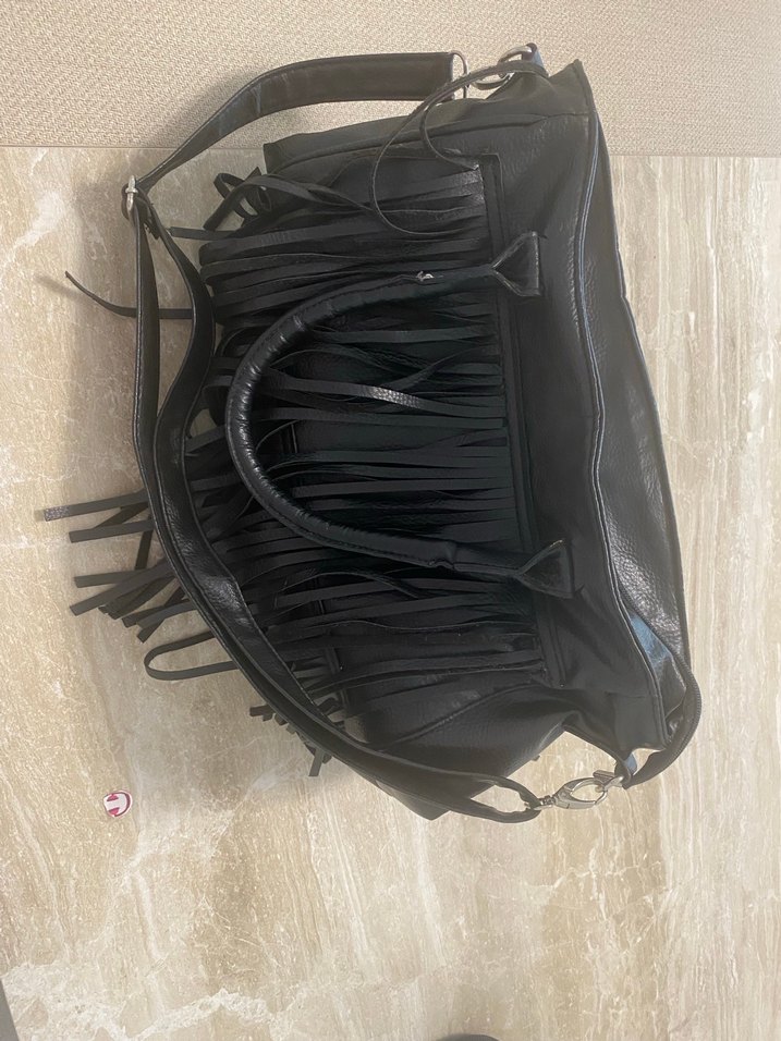 Koton marka Siyah Deri Püsküllü Gotik Kadın Çanta - Görsel 2