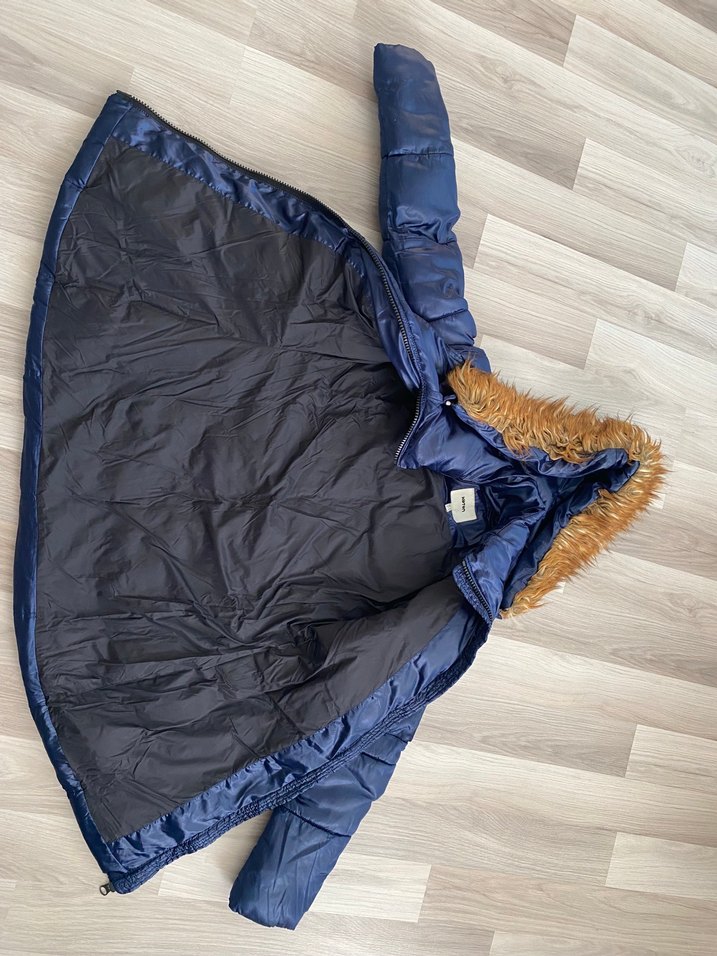 Kürklü Lacivert Kadın Kış Montu - Görsel 5