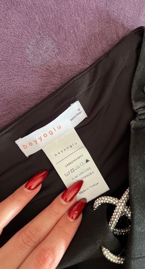 Beyyoğlu Butik Nakışlı Siyah Midi Korset - Görsel 2