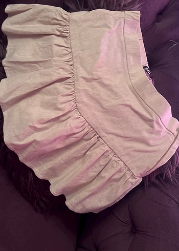 Zara Keten Fırfırlı Mini Şort Etek
