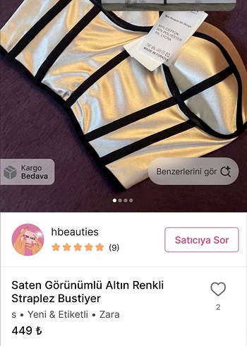 Zara Altin Renkli Parlak Straplez Bustiyer
