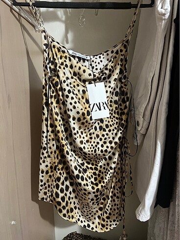 Zara leopar saten bluz