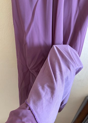 Mor Drapeli Uzun Straplez Kadın Elbise - Görsel 4