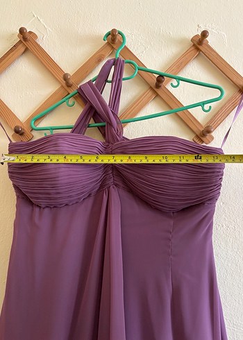 Mor Drapeli Uzun Straplez Kadın Elbise - Görsel 6