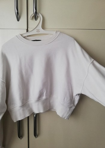 s Beden beyaz Renk Beyaz Kadın Oversize crop Sweatshirt