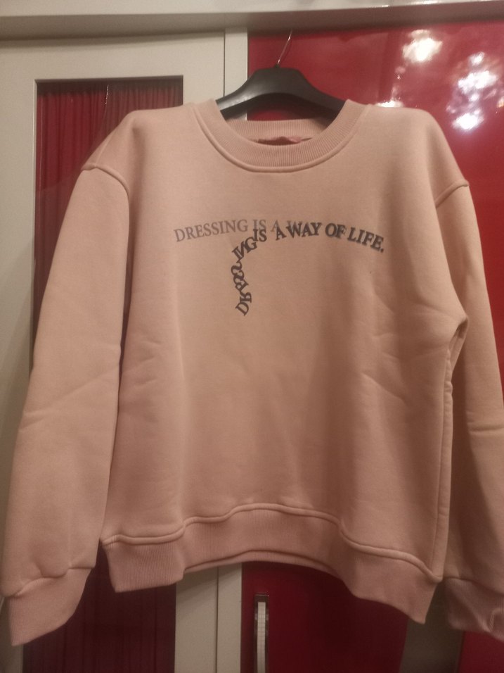 Pembe Baskılı Kadın Sweatshirt - Görsel 2