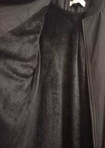 Kadın Siyah Midi Fermuarlı Ceket - Görsel 3