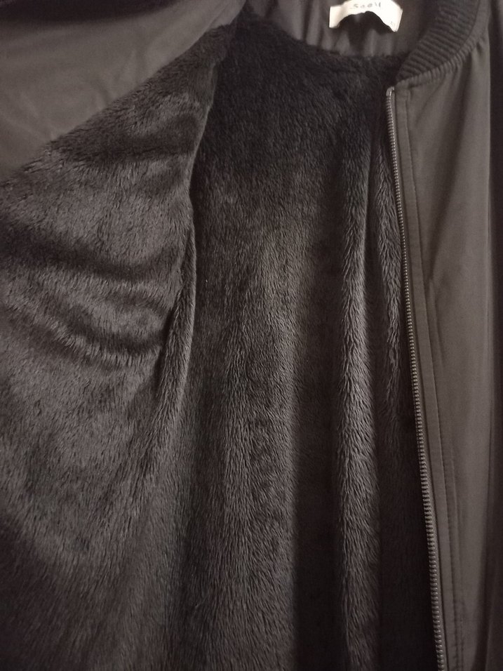 Kadın Siyah Midi Fermuarlı Ceket - Görsel 3