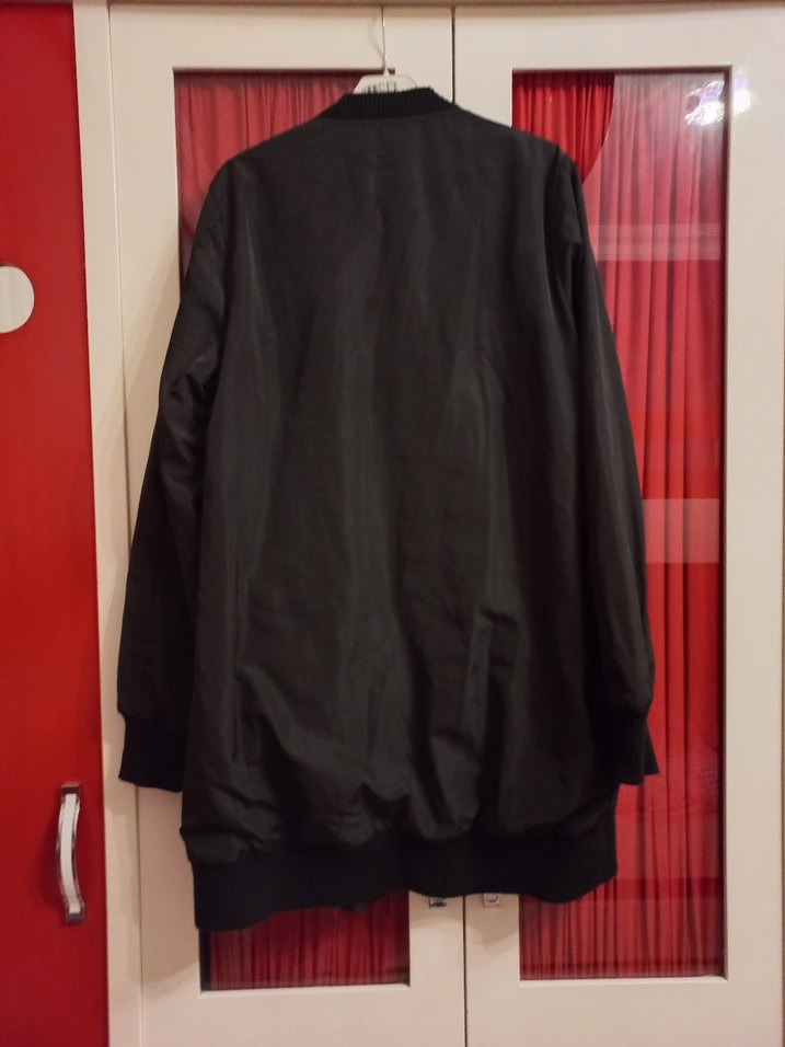 Kadın Siyah Midi Fermuarlı Ceket - Görsel 5