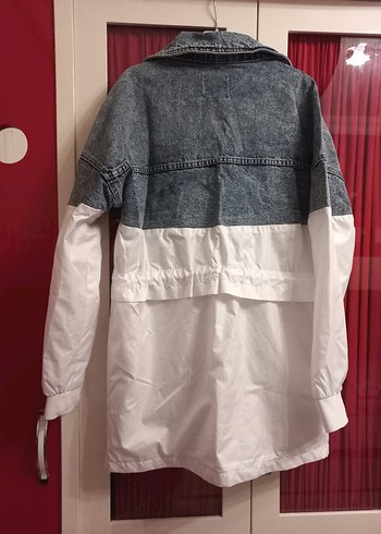 Düğmeli Beyaz Gri kot Ceket - Görsel 3
