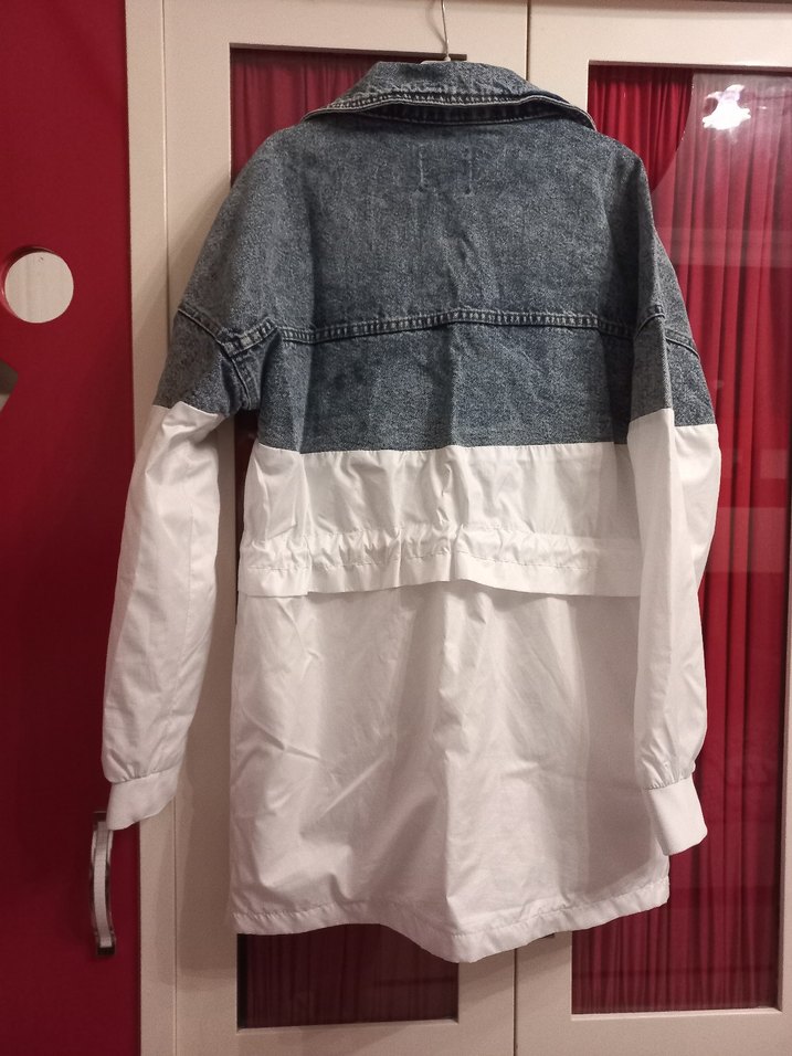 Düğmeli Beyaz Gri kot Ceket - Görsel 3