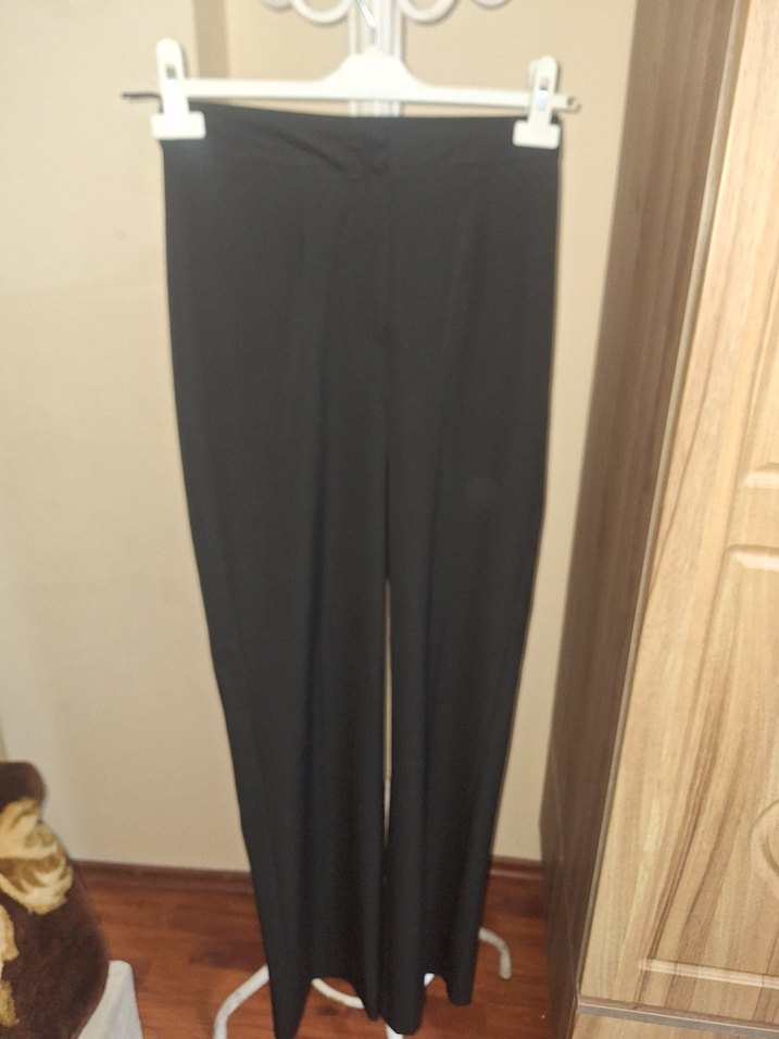 Kadın Siyah Uzun Kumaş Pantolon - Görsel 3