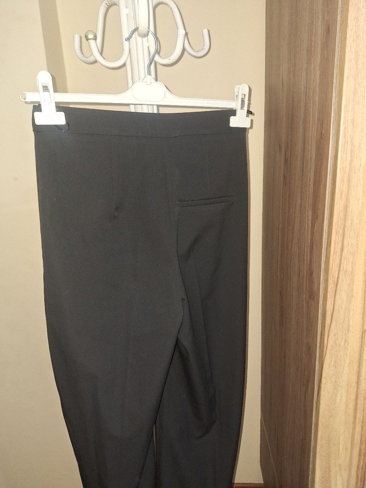 Kadın Siyah Uzun Kumaş Pantolon - Görsel 5