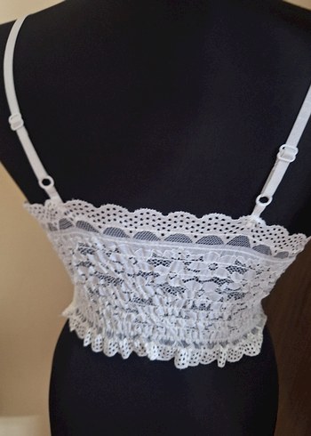 Vintage Bohem Beyaz Mini Dantelli Büstiyer - Görsel 4