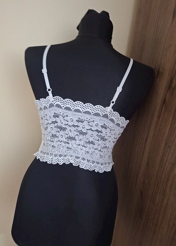 Vintage Bohem Beyaz Mini Dantelli Büstiyer - Görsel 3