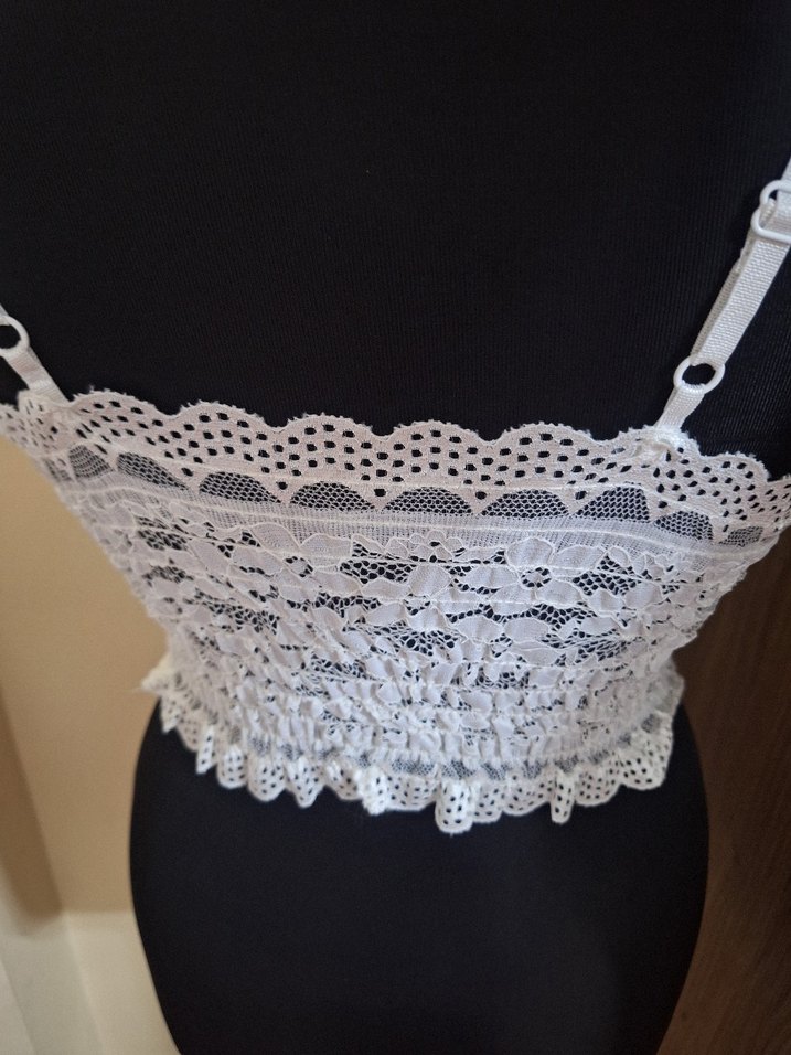 Vintage Bohem Beyaz Mini Dantelli Büstiyer - Görsel 5