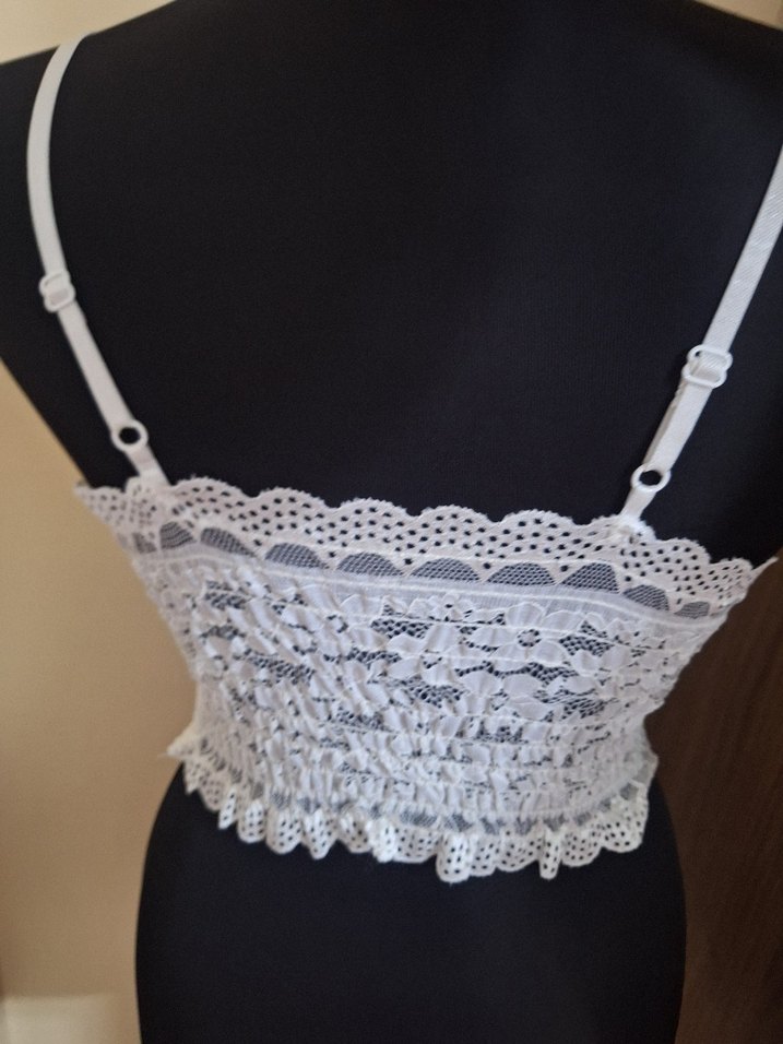 Vintage Bohem Beyaz Mini Dantelli Büstiyer - Görsel 4