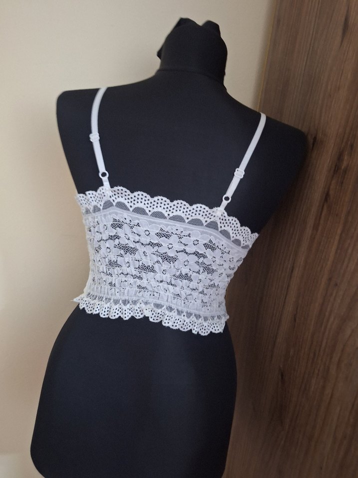 Vintage Bohem Beyaz Mini Dantelli Büstiyer - Görsel 3