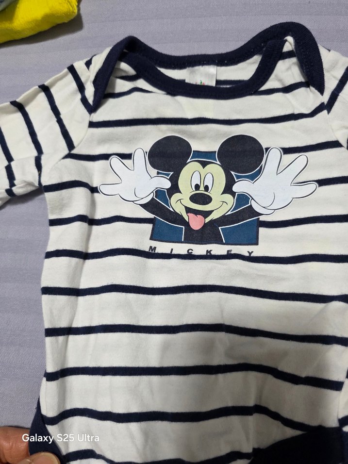 Uzun Kollu Mickey Mouse Baskılı Bebek Body - Görsel 3