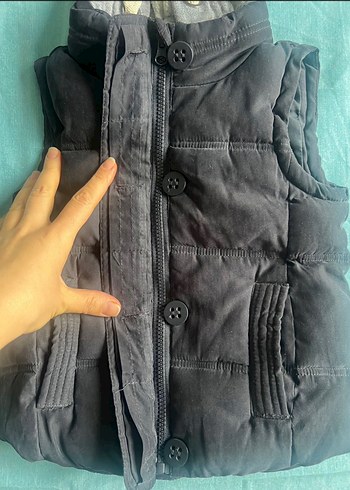 Erkek Çocuk Gri Kapüşonlu Fermuarlı Yelek - Görsel 2