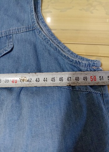 42 Beden mavi Renk Mavi Denim Düğmeli Kolsuz Gömlek