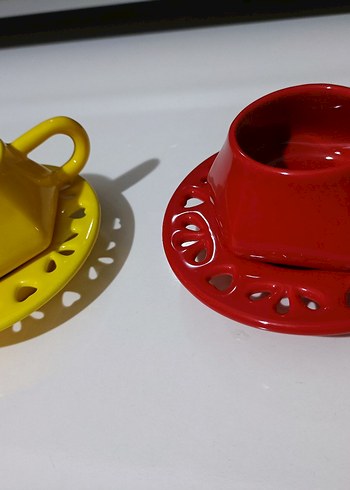 Renkli Altılı Seramik Kahve Fincanı Seti - Görsel 2