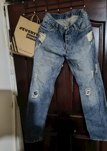 Levis Levi S 501 Kadin Mavi Bol Kesim Yirtik Denim Jean