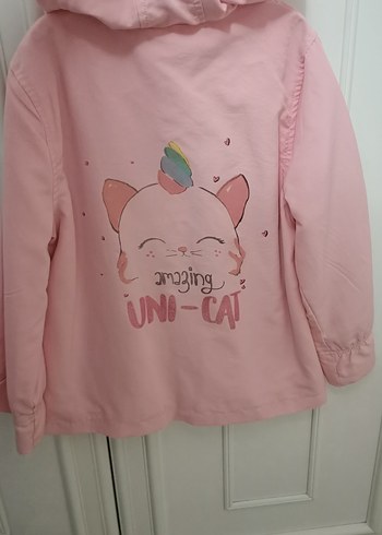 Kız Çocuk Pembe Fermuarlı Yağmurluk - Görsel 4