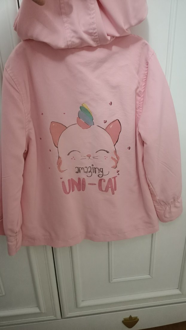 Kız Çocuk Pembe Fermuarlı Yağmurluk - Görsel 4