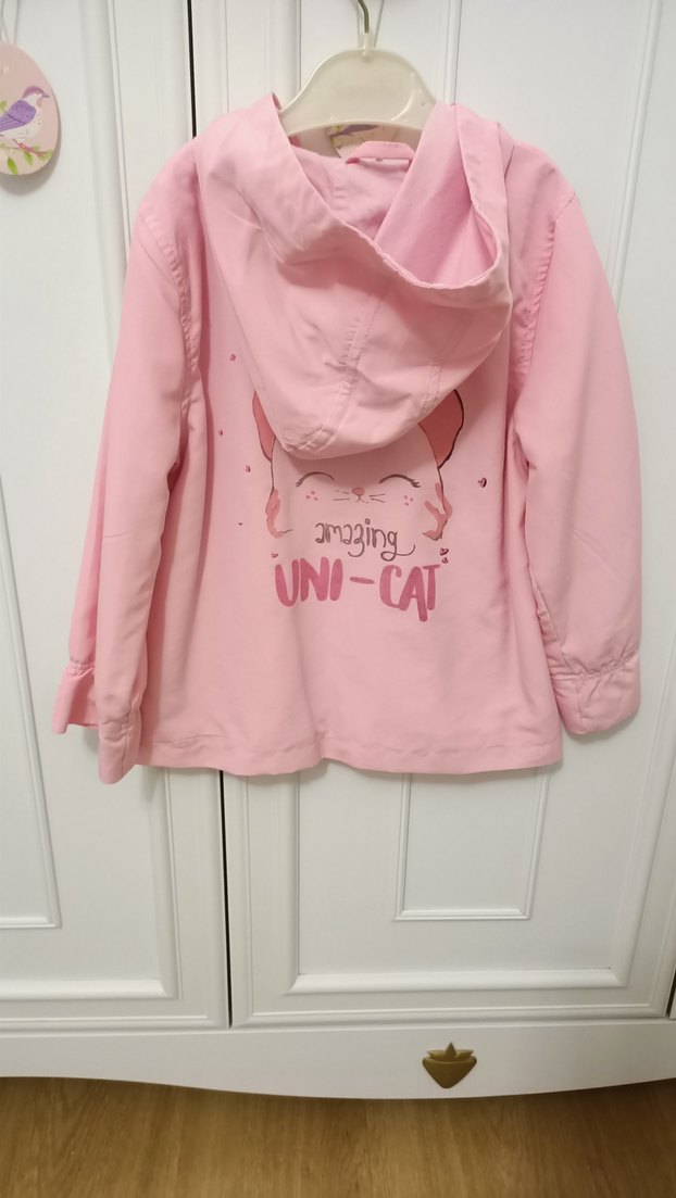 Kız Çocuk Pembe Fermuarlı Yağmurluk - Görsel 3