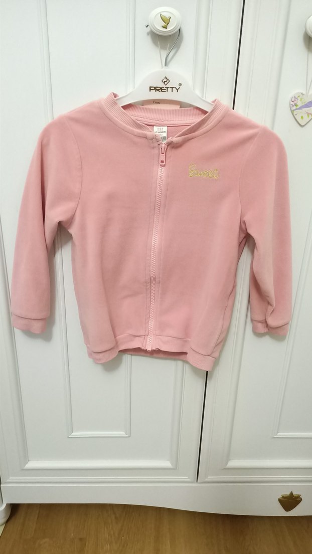 Kız Çocuk Pembe Fermuarlı Sweatshirt - Görsel 2